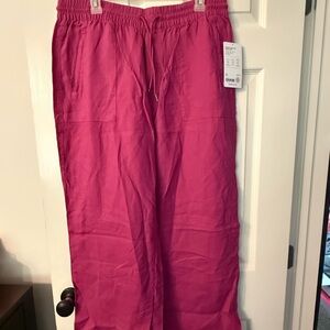 Athleta Fuchsia Wide-Leg Linen Pants